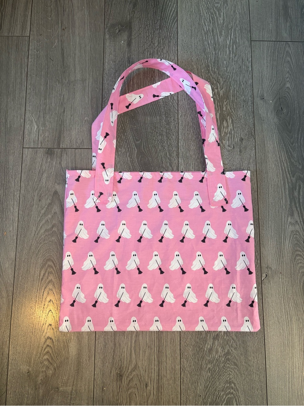 Handmade Pink Ghost Print Tote Bag - Stylish Everyday Carry